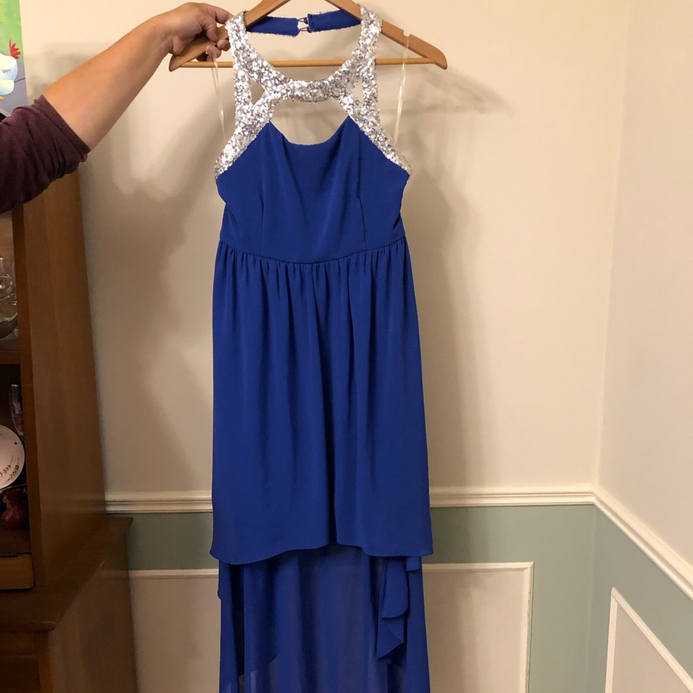 Blue and Silver Prom Dress